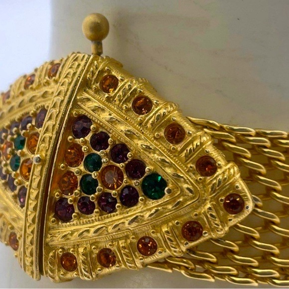 Jackie Kennedy (JBK) Rhinestone Bracelet, Gold Tone - Picture 4 of 6